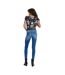 Womens/ladies Vic Floral Crew Neck Short-sleeved Blouse Night Sky Only-3