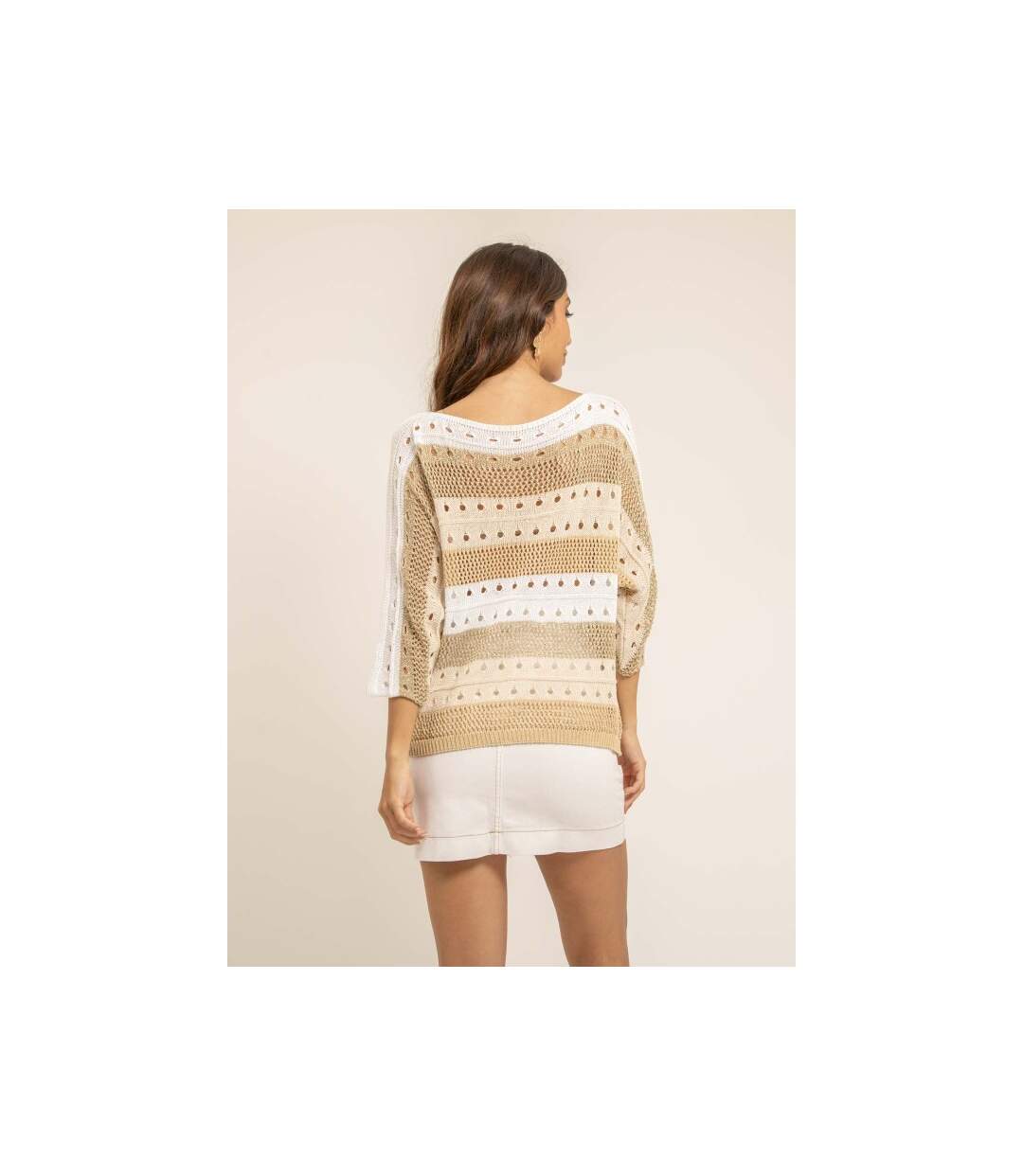 Pull léger maille ajourée KARLA - Dona X Lisa-2