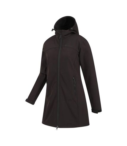 Mountain Warehouse Womens/Ladies Exodus Water Resistant Longline Soft Shell Jacket (Black) - UTMW1753