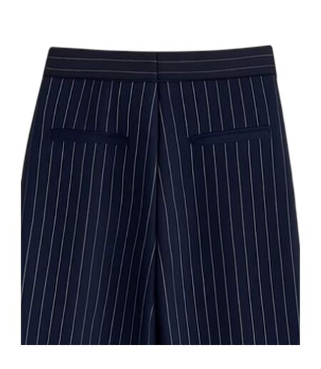 Womens/ladies Pinstripe Wide Leg Trousers Navy I Saw It First