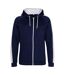 Veste à capuche zippée sport homme - JH066 - bleu marine et blanc