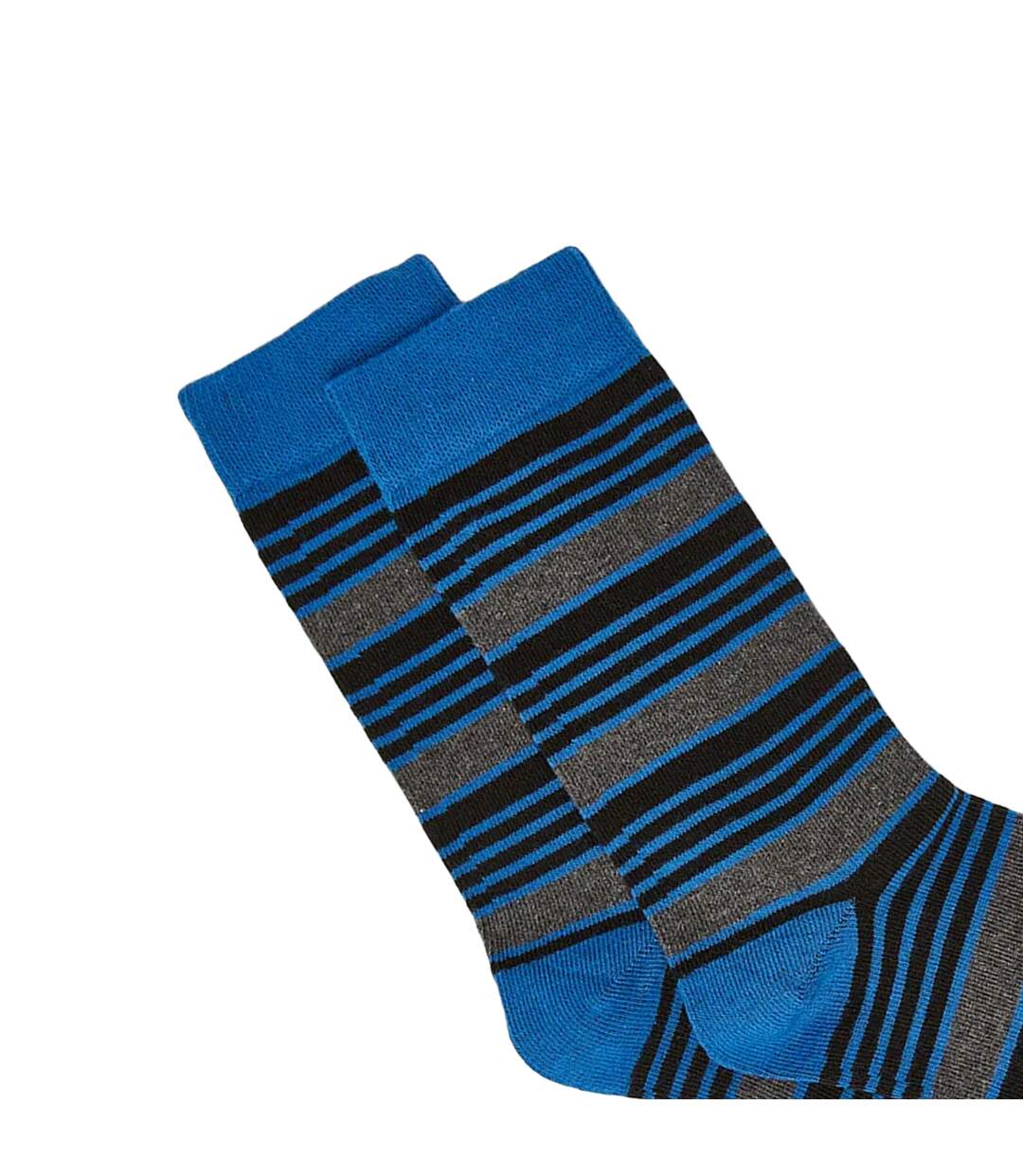 Pack of 3  Mens fine stripe socks  blue/grey/navy Maine-3