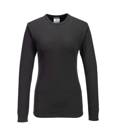 Womens/ladies Thermal Long-sleeved T-shirt Black Portwest