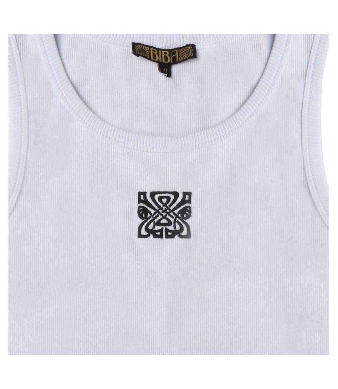 Débardeur Motif/style Logo Brodé Femme Blanc Biba-3