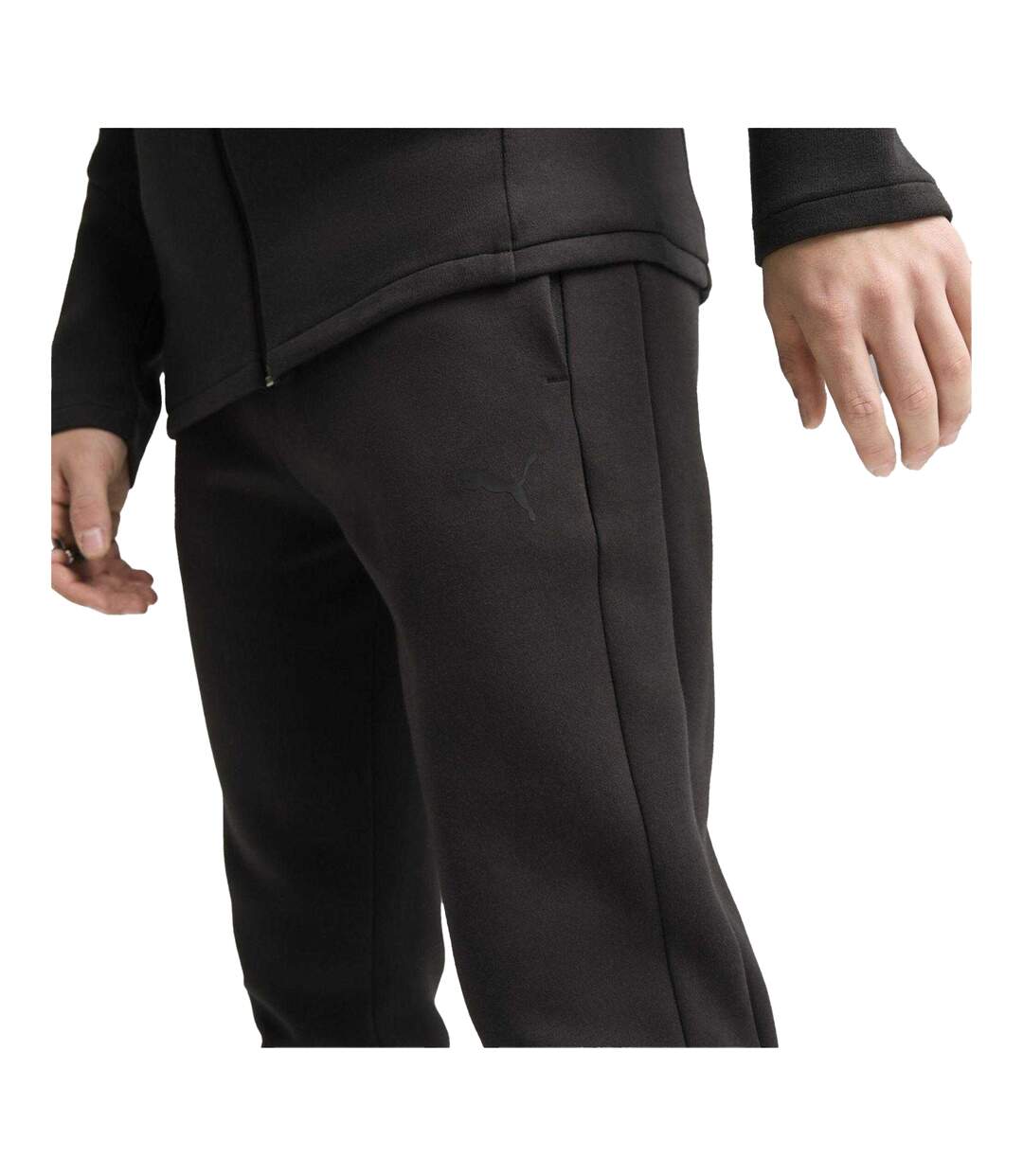 Mens Evostripe Core Fleece Tapered Joggers  Black Puma-4