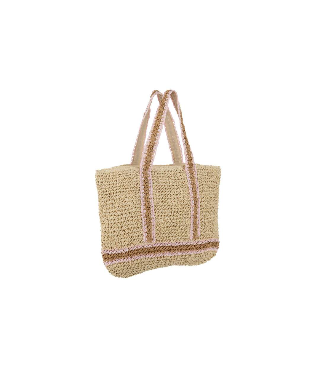 Sac de Plage Maria 62cm Naturel & Rose-1