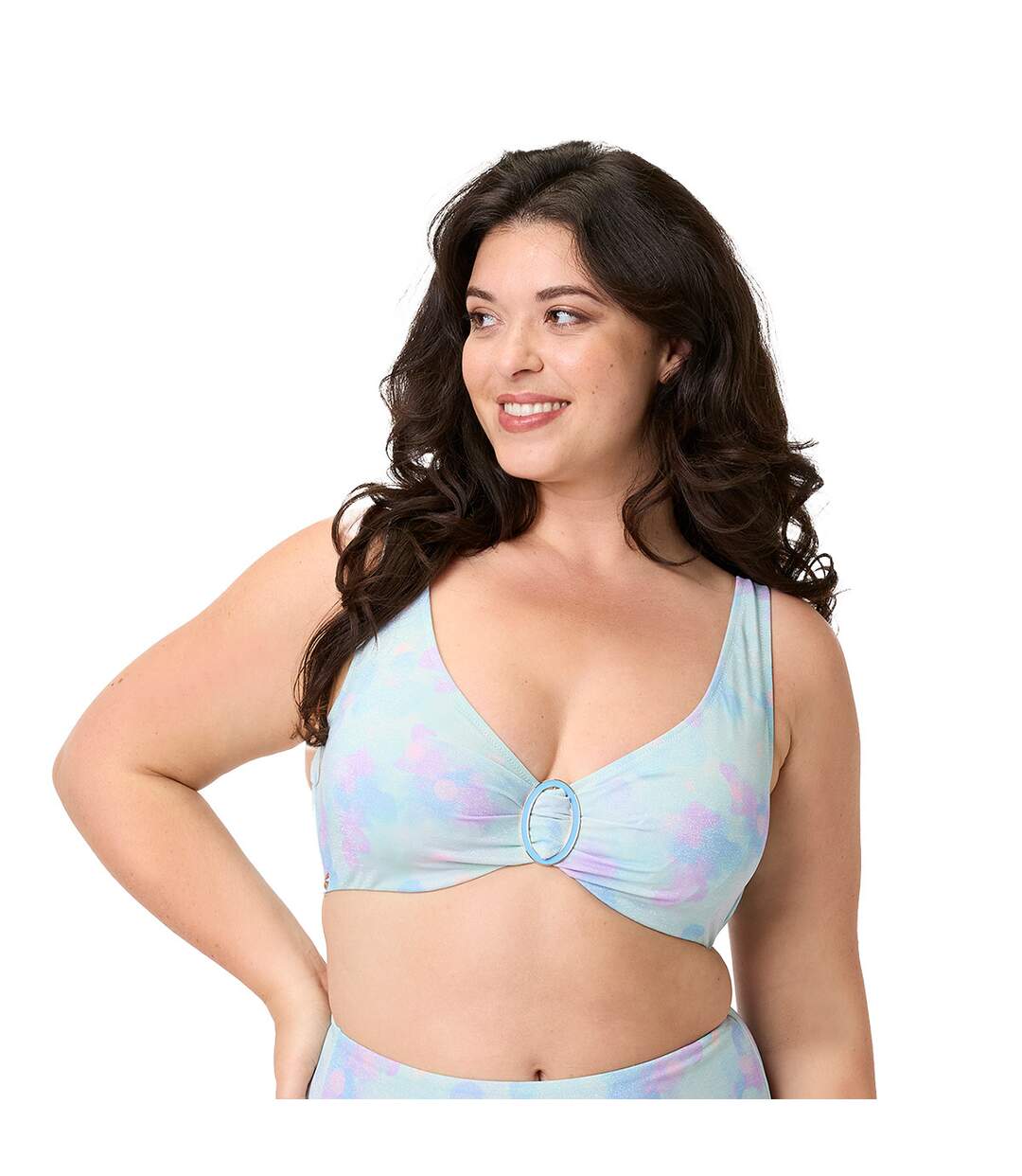 Haut de maillot de bain armaturé grand maintien bleu Brise-2