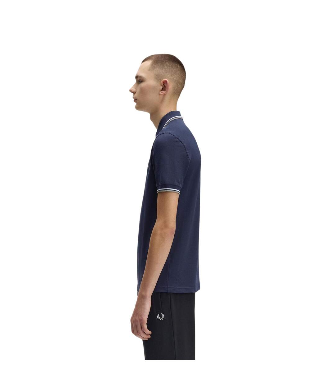 Polo Motif/style Double Pointe Homme Bleu Ardoise Fred Perry-4
