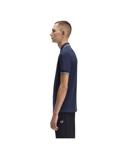 Polo Motif/style Double Pointe Homme Bleu Ardoise Fred Perry