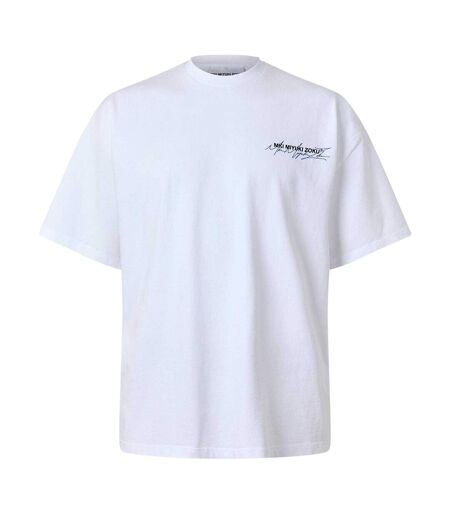 Unisex Adult Script Oversized T-shirt White Blue MKI MIYUKI ZOKU