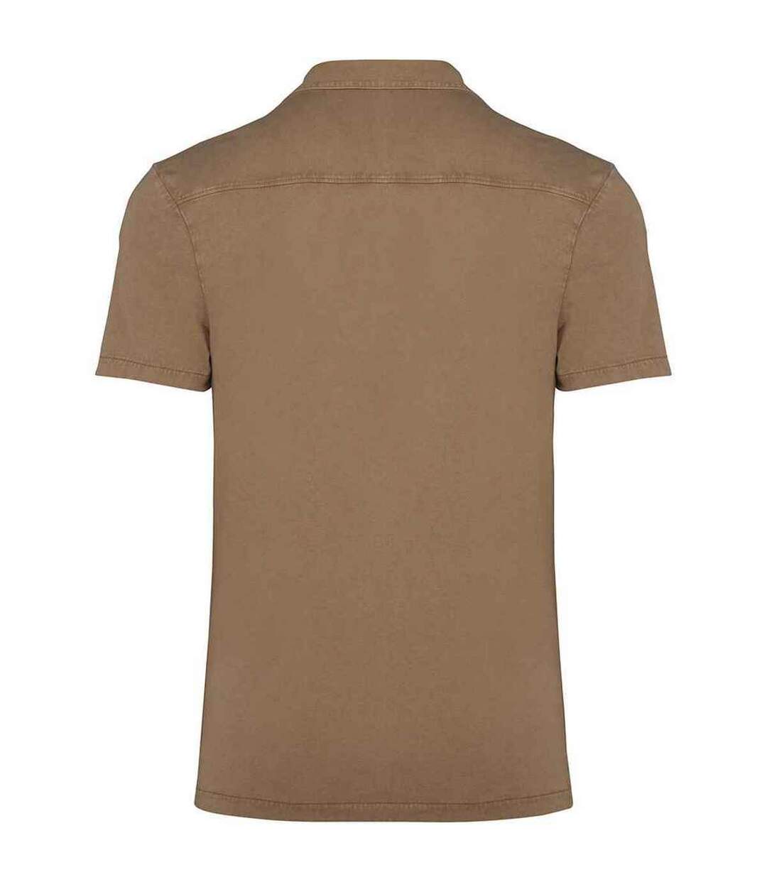 Mens jersey short-sleeved shirt washed cream coffee Spasso-2