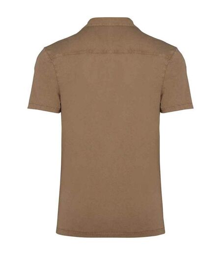 Mens jersey short-sleeved shirt washed cream coffee Spasso