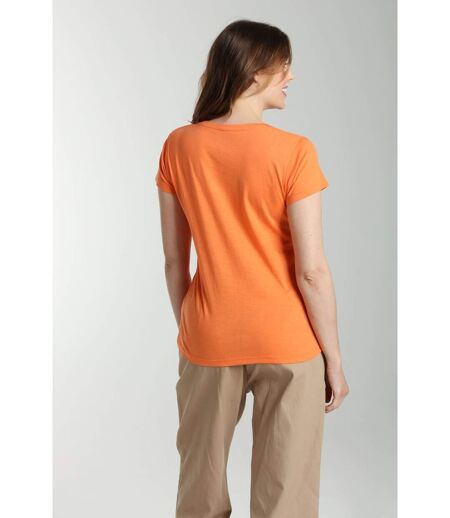 Tee shirt col rond manches courtes femme Marine Corail Rose(Orange) | Gerard Pasquier