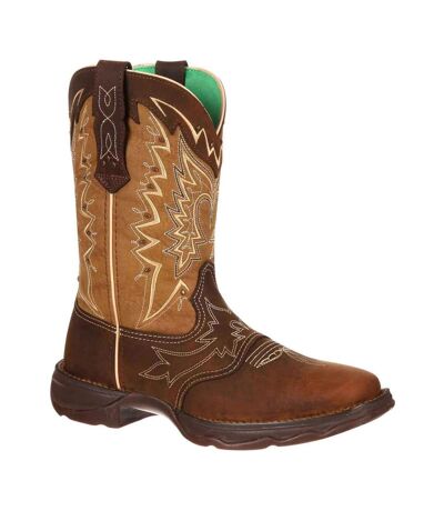 Womens/ladies Rebel Full Grain Leather Cowboy Boots Nicotine Brown Durango