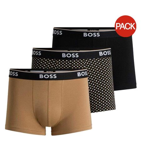 Lot De 3  Boxers Motif/style Logo Bodywear Homme Noir Beige Boss