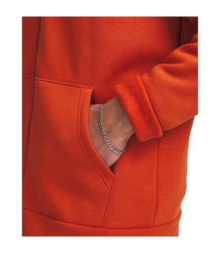 Mens Drawstring Full Zip Hoodie Orange Under Armour
