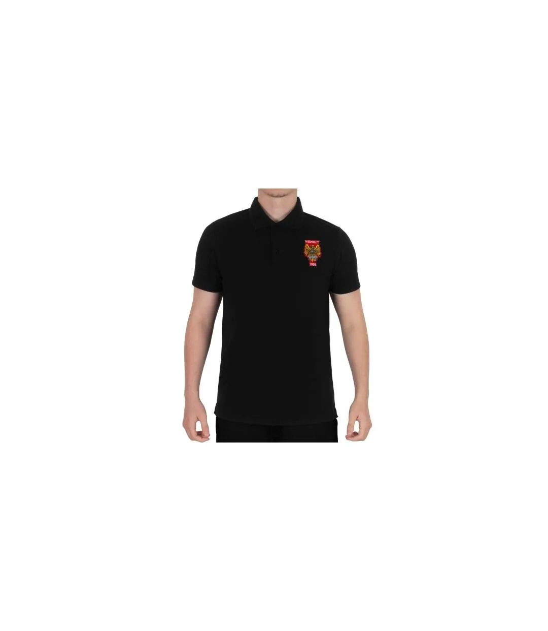 Mens Wembley 1958 Crest Polo Shirt Black Fan Originals-1