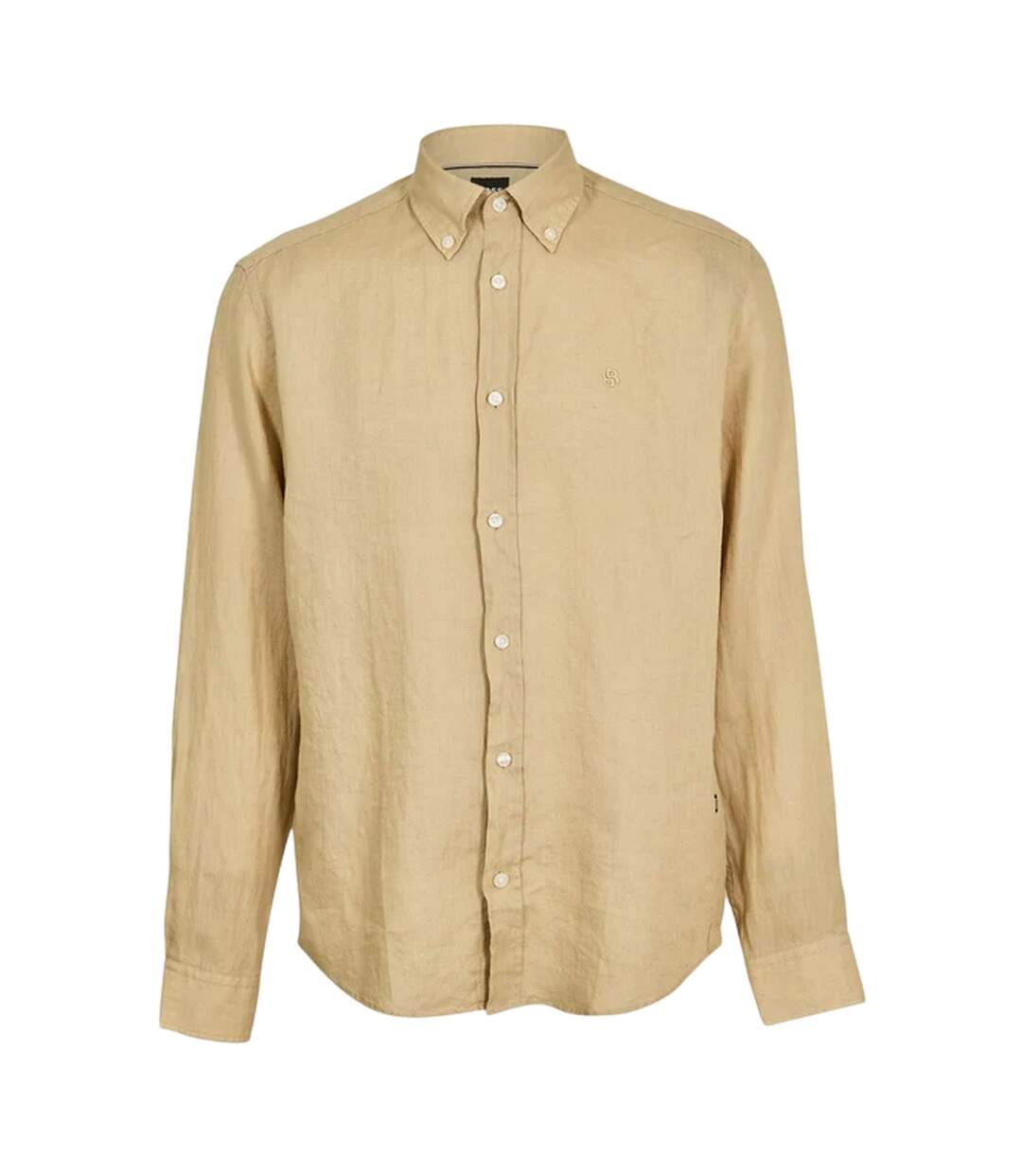 Mens Liam Linen Blend Long-sleeved Shirt Beige Boss-2