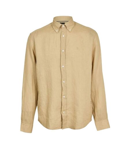 Mens Liam Linen Blend Long-sleeved Shirt Beige Boss