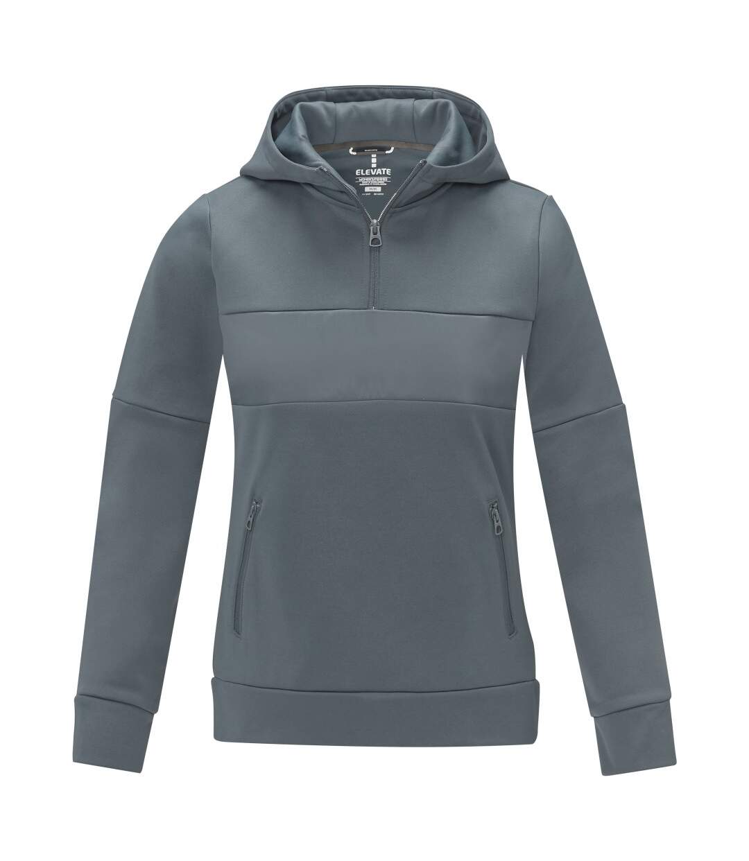 Womens/ladies Anorak Hooded Half Zip Sweatshirt Steel Grey Elevate Life-1