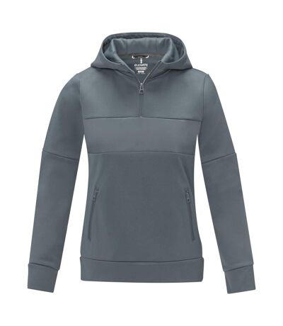Womens/ladies Anorak Hooded Half Zip Sweatshirt Steel Grey Elevate Life