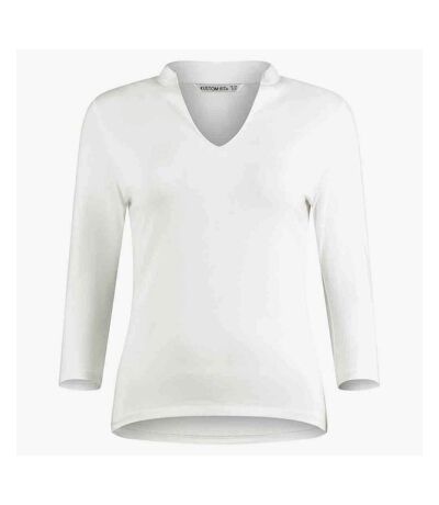Kustom Kit Womens/Ladies Mandarin Collar 3/4 Sleeve Top (White) - UTPC5215