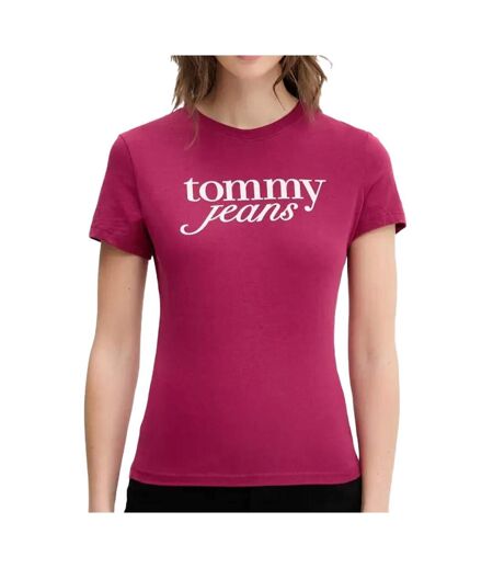 T-shirt rose/blanc femme tommy hilfiger essential - l