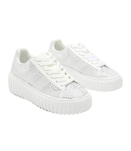 Womens/ladies Diamante Diamante Trainers White Where´s That From