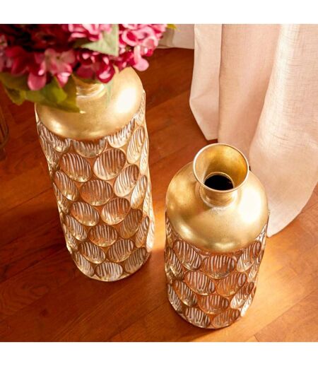 Vase Strié en Métal Belli 60cm Doré