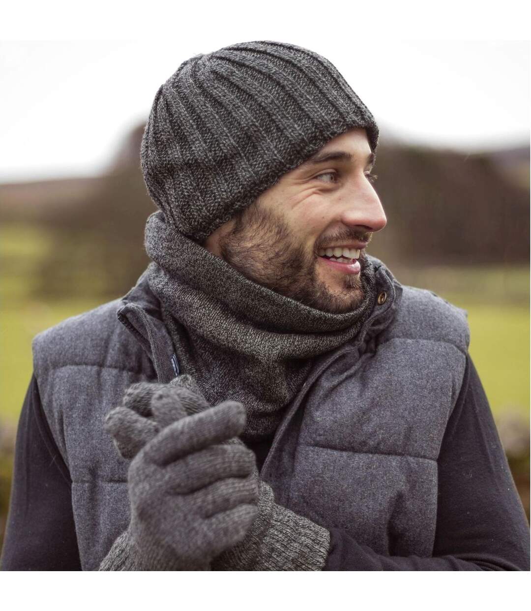 Lot de 2 bonnets d'hiver épais côtelés pour hommes