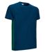 T-shirt bicolore - Unisexe - réf THUNDER - bleu marine et vert bouteille