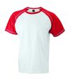 T-shirt bicolore pour homme JN010 - blanc et rouge