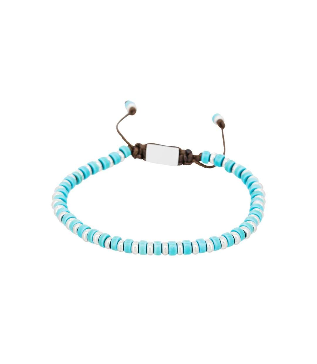 Bracelet Homme perles d'acier et de rocaille turquoise BLUE DISK STONE