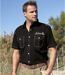 Men's Black Sailing Print Shirt - Short Sleeves