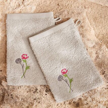 2 gants de toilette