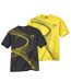 Pack of 2 Men's Design T-Shirts - Yellow Grey