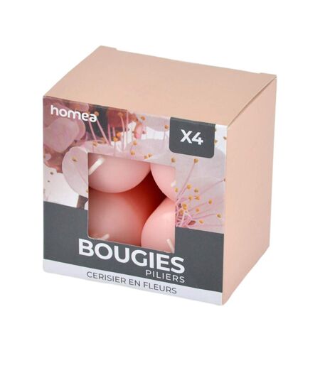 Lot de 4 Bougies Pilier Essentiel II 6cm Cerisier en Fleurs
