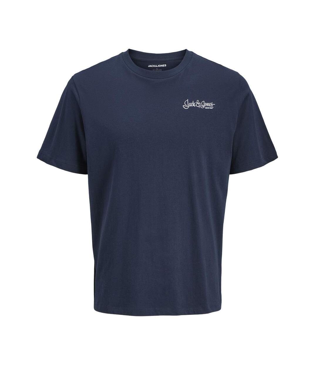 T-Shirt bleu foncé homme jack & jones front-1