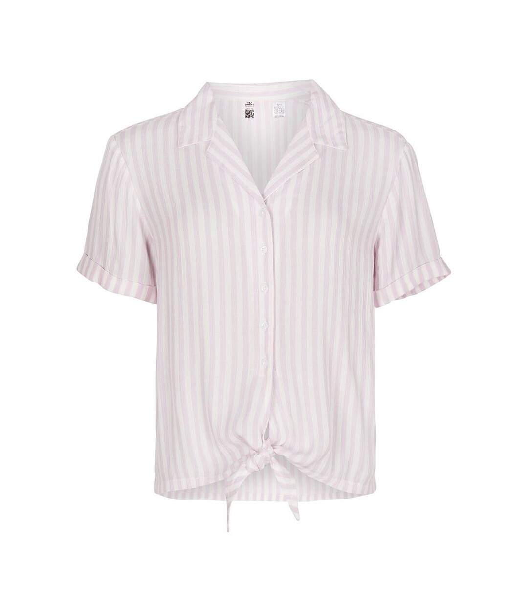 Chemise Manches Courtes Blanc/Mauve Femme O'Neill Cali Woven - L-1