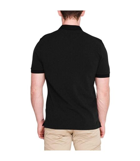 Mens Cotton Short-sleeved Polo Shirt Black Farah