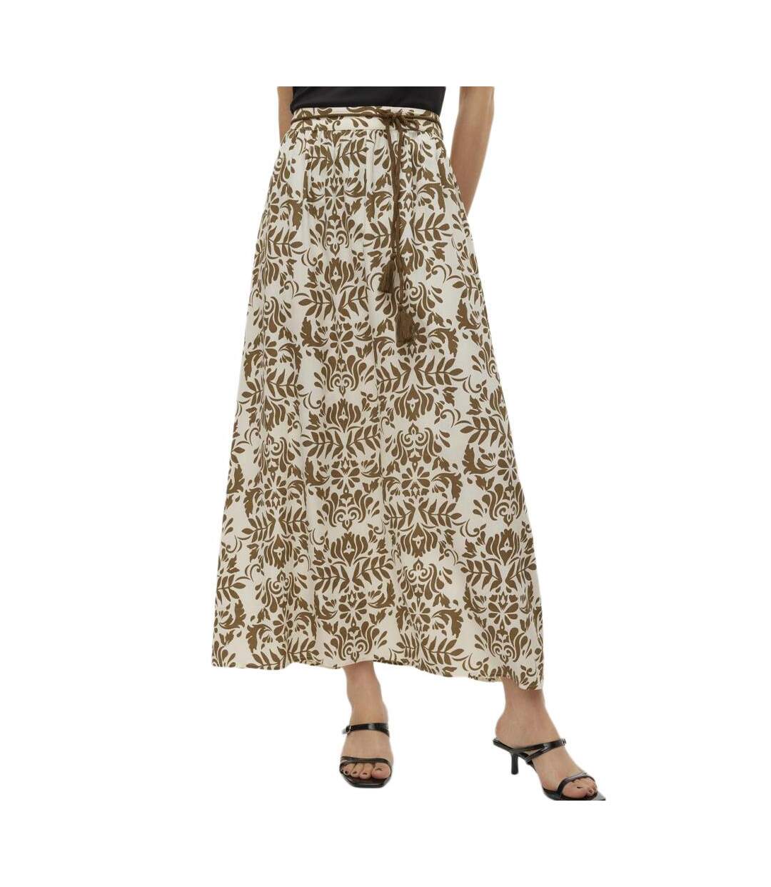 Jupe ecru/kaki femme vero moda imma-1