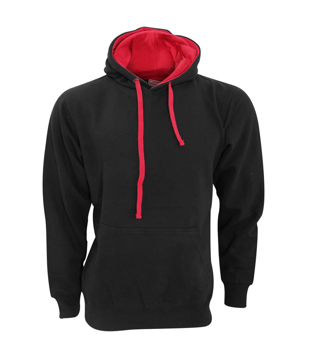 FDM Unisex Contrast Hooded Sweatshirt / Hoodie (300 GSM) (Black/Fire Red)