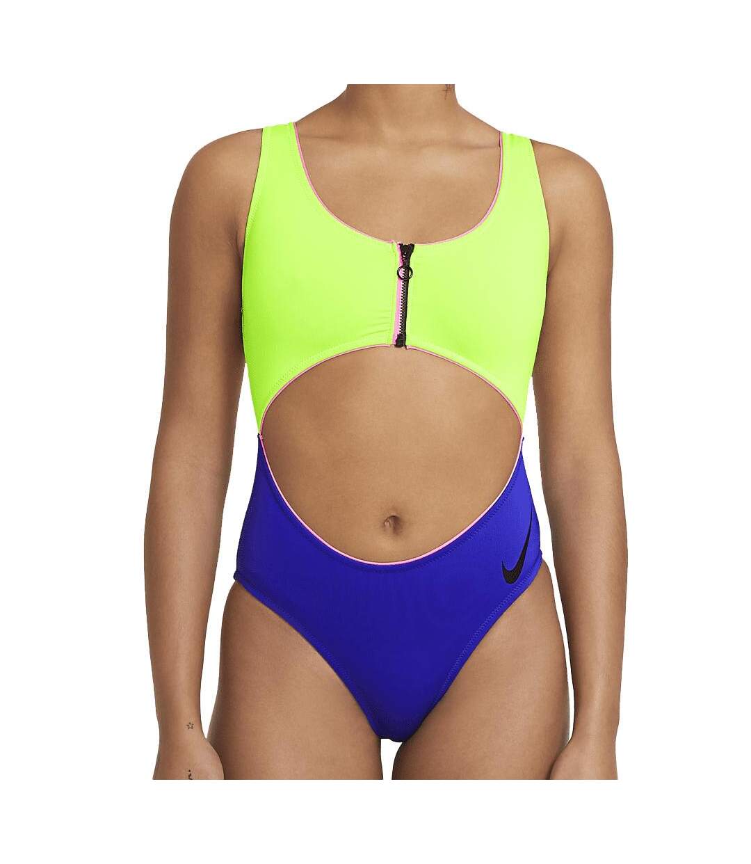 Maillot de bain 1 pièce Jaune/Bleu Femme Nike Cutout - L-1