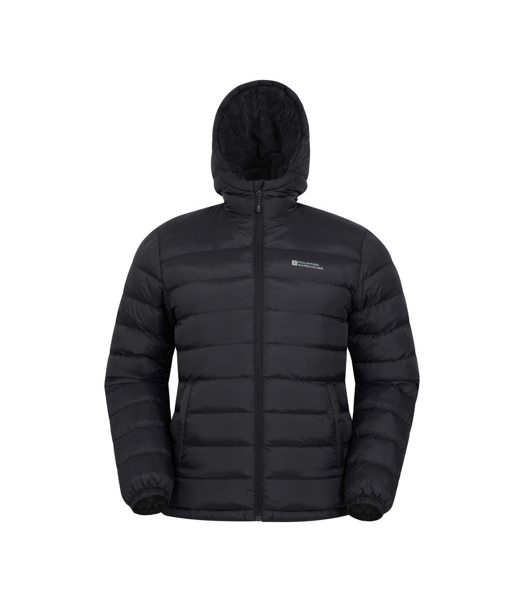 Mens Seasons Faux Fur Lined Padded Jacket Black Mountain Warehouse-1