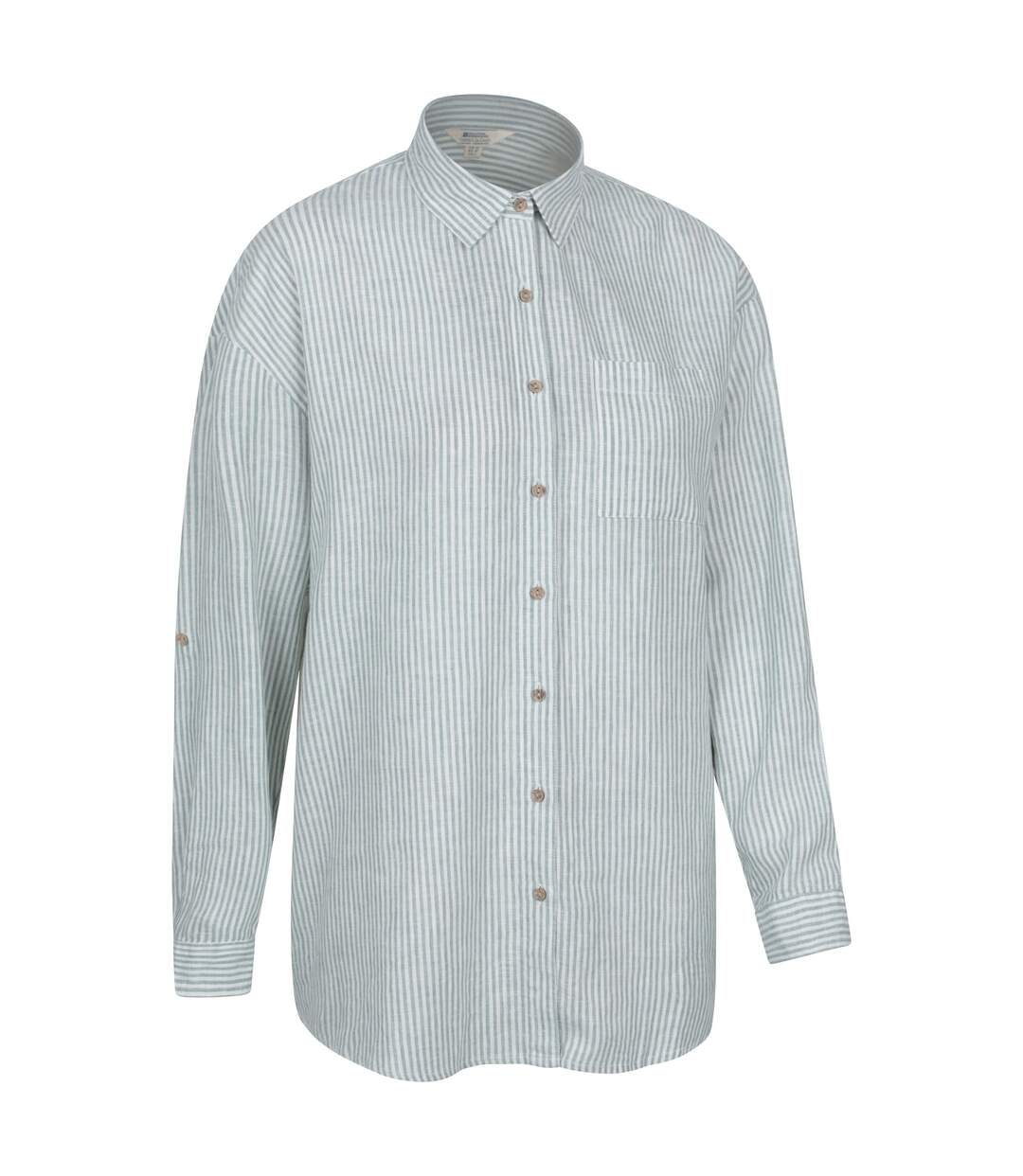 Womens/ladies Santiago Stripe Oversized Shirt Light Khaki Mountain Warehouse-3