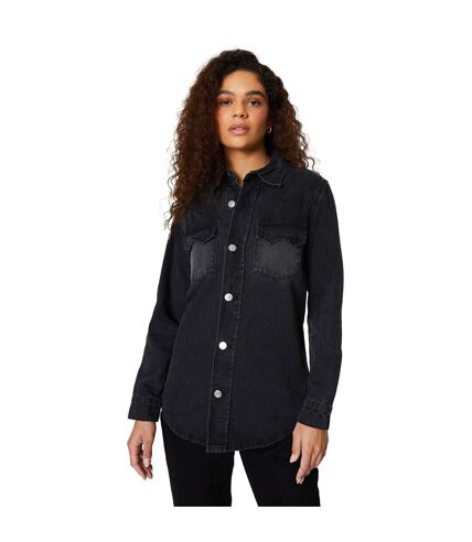 Womens/ladies western denim tall shirt washed black Dorothy Perkins