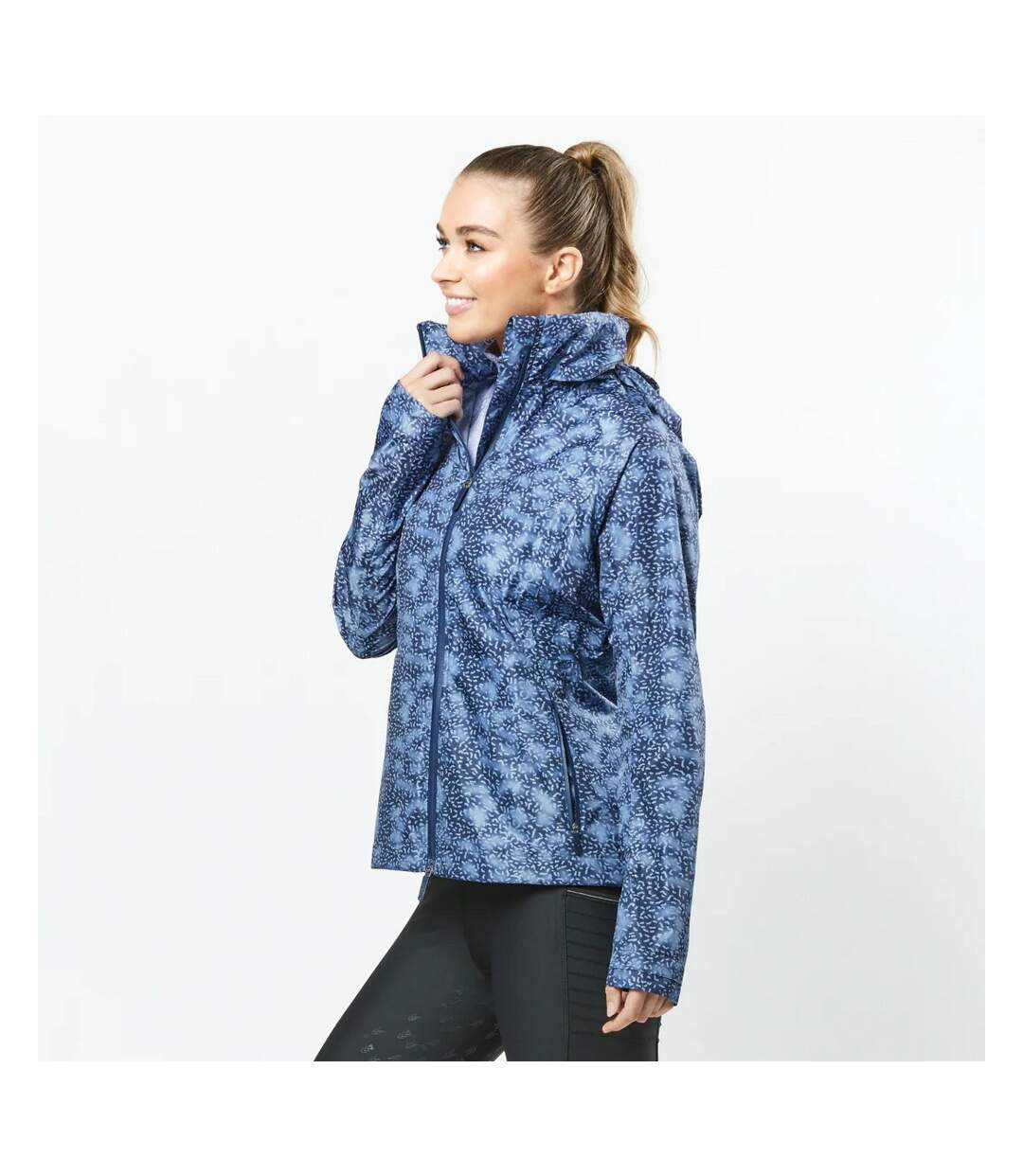 Womens/ladies cortina printed waterproof jacket blueberry/navy Dublin