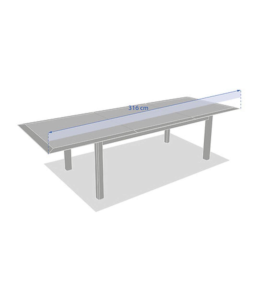 Table de jardin extensible en aluminium effet bois 12 places ALLURE - Grège et avoine-4