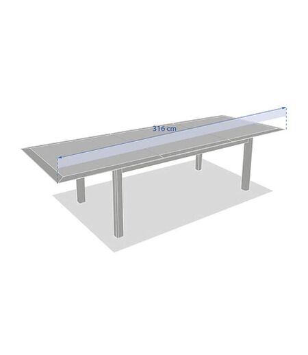Table de jardin extensible en aluminium effet bois 12 places ALLURE - Grège et avoine