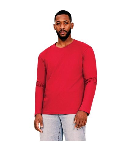 Mens ringspun cotton long-sleeved t-shirt red Casual Classic